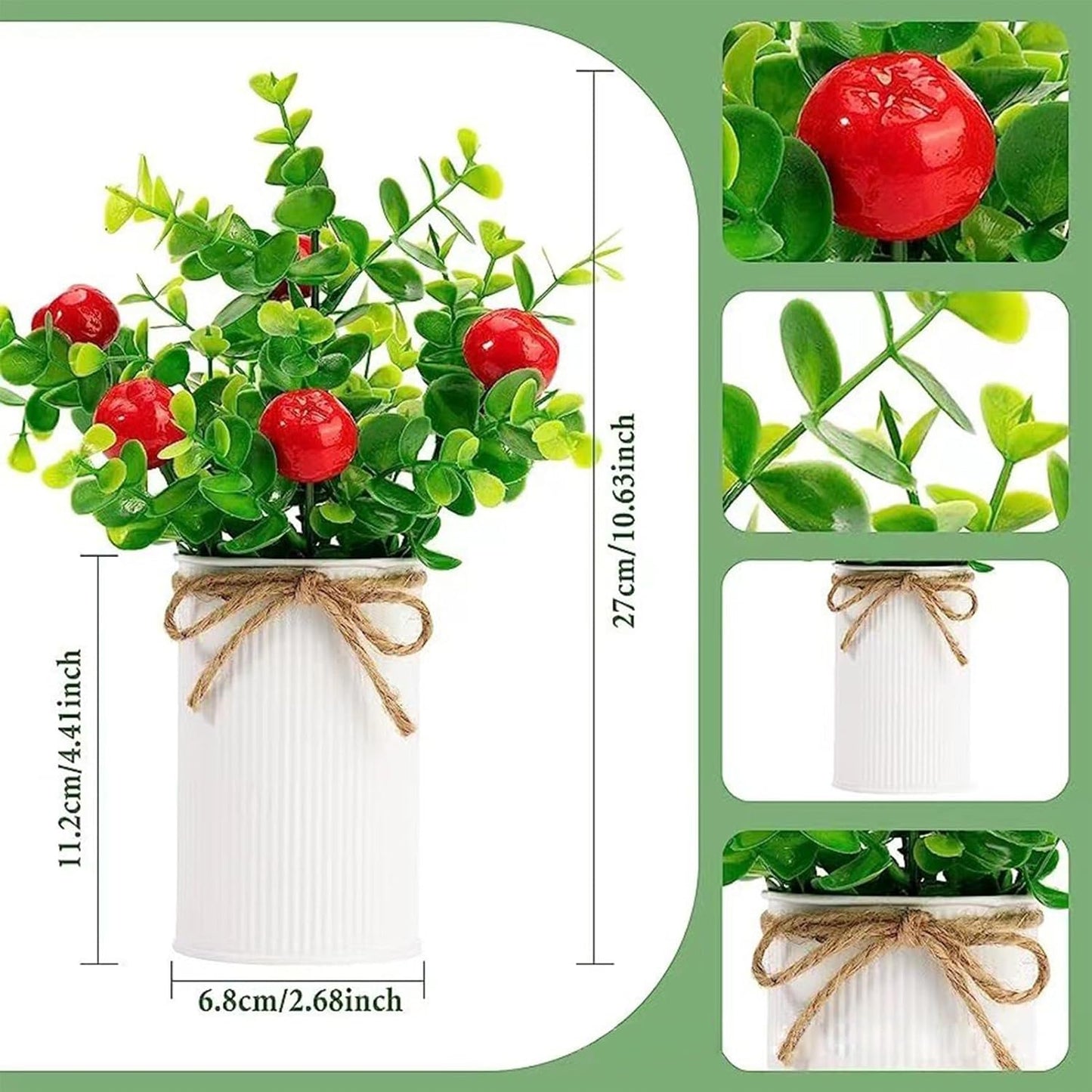 2Pcs Foam Fake Plants, Cute Potted Plants, Bonsai Tree Artificial Plants with Iron Pot, Fake Decorative Fruit Plant for Office Home Living Room Table Desk(Peach)