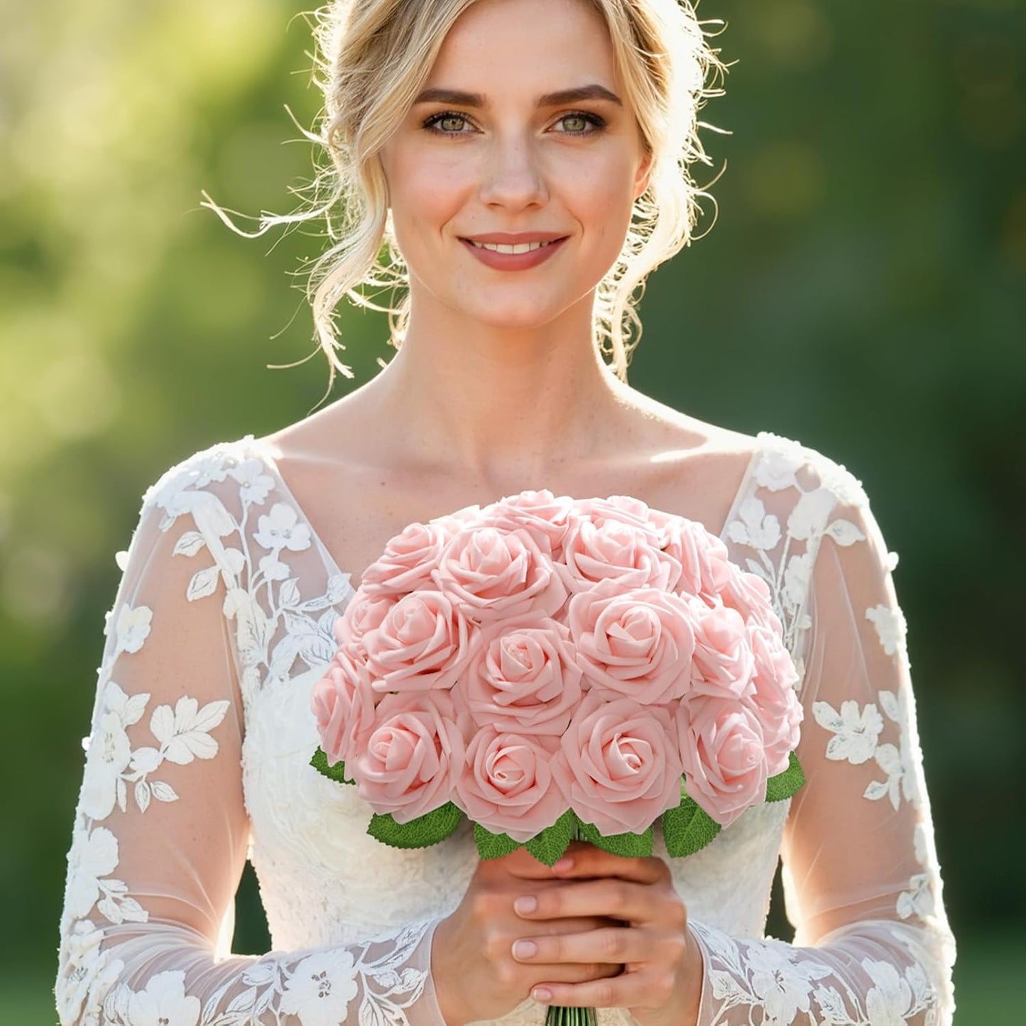 Artificial Flowers, 25 Pcs Dark Red Foam Real Looking Roses with Stems, Fake Roses for DIY Wedding Bouquets, Centerpieces Arrangements, Valentine Decorations