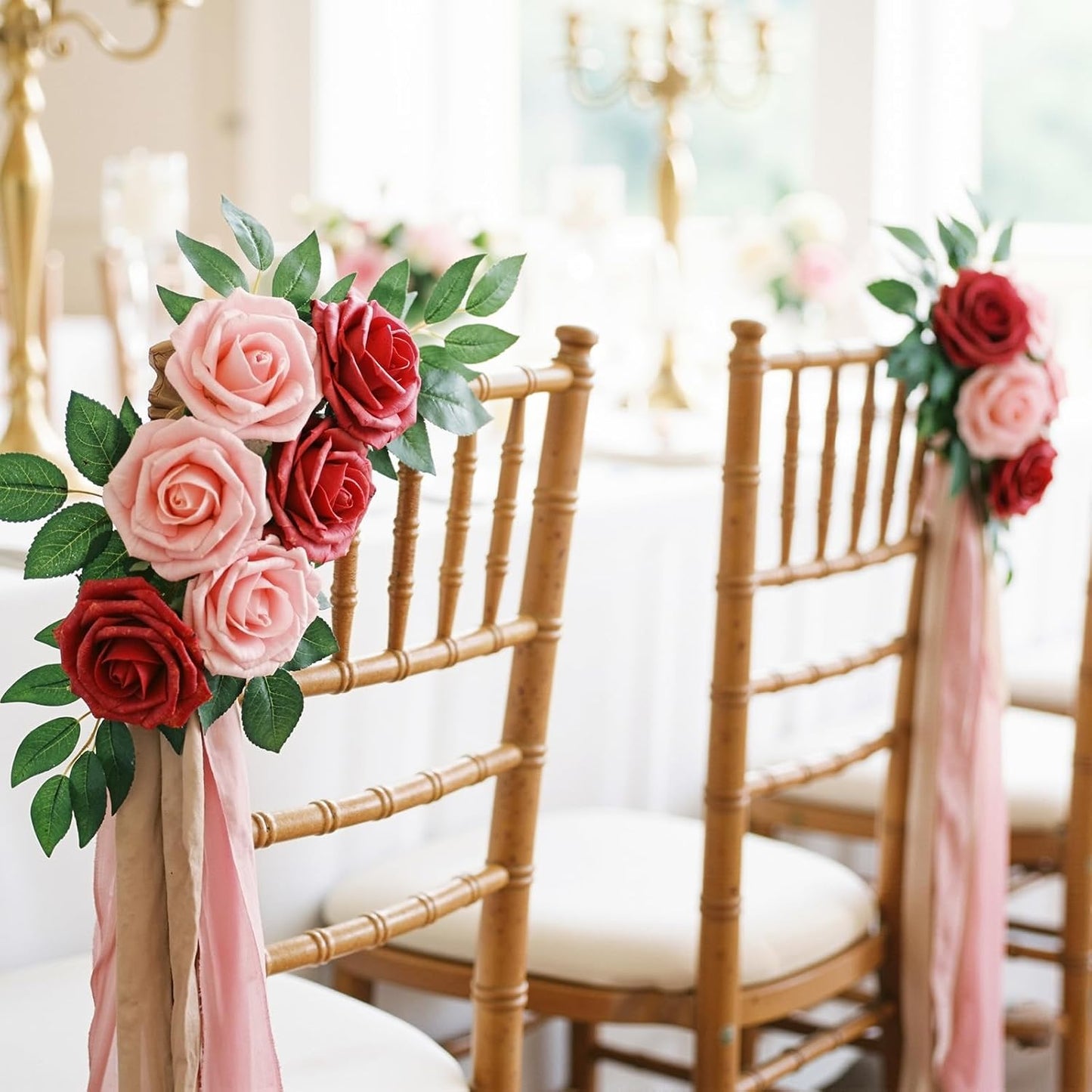 Artificial Flowers, 25 Pcs Dark Red Foam Real Looking Roses with Stems, Fake Roses for DIY Wedding Bouquets, Centerpieces Arrangements, Valentine Decorations