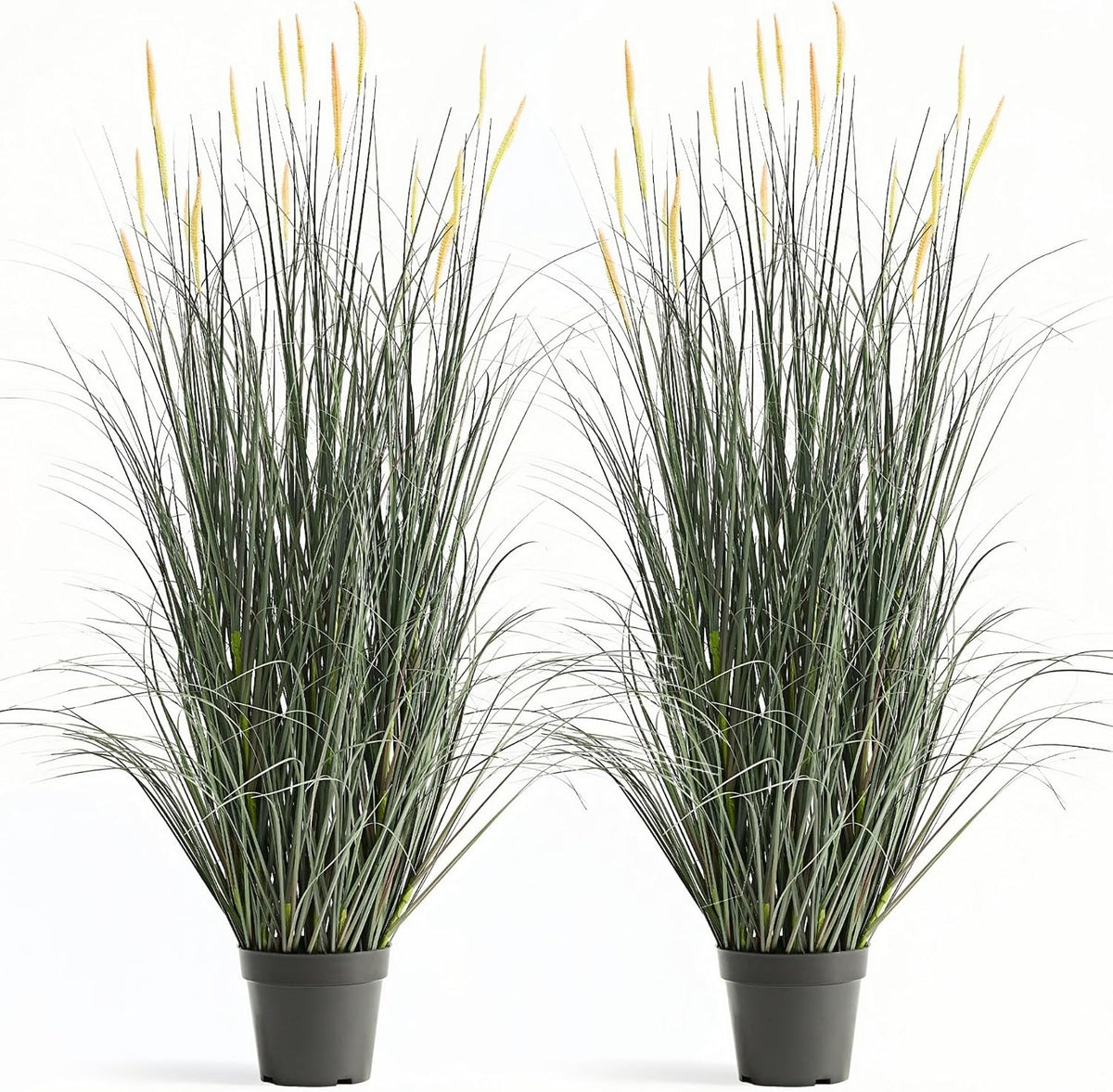 Faux 4ft Horsetail Reed Grass with Pink Spikes 2-Pack, Fake Grass in Pot