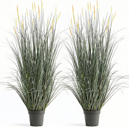 Faux 4ft Horsetail Reed Grass with Pink Spikes 2-Pack, Fake Grass in Pot