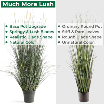 Faux 4ft Horsetail Reed Grass with Pink Spikes 2-Pack, Fake Grass in Pot