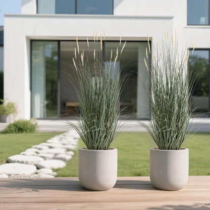 Faux 4ft Horsetail Reed Grass with Pink Spikes 2-Pack, Fake Grass in Pot