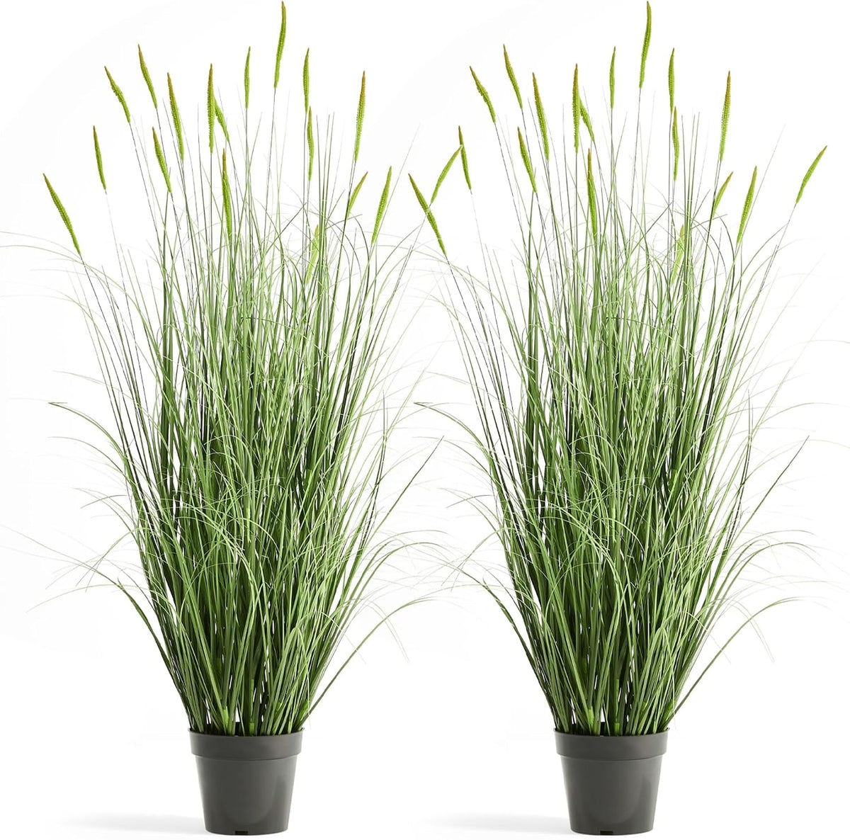 Faux 4ft Horsetail Reed Grass with Pink Spikes 2-Pack, Fake Grass in Pot