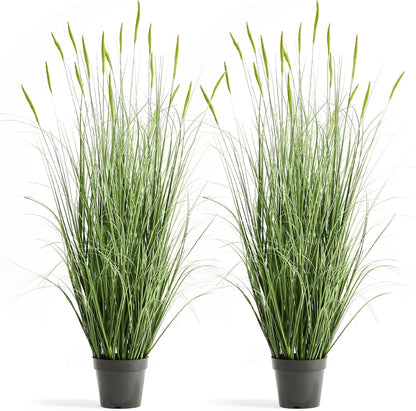 Faux 4ft Horsetail Reed Grass with Pink Spikes 2-Pack, Fake Grass in Pot