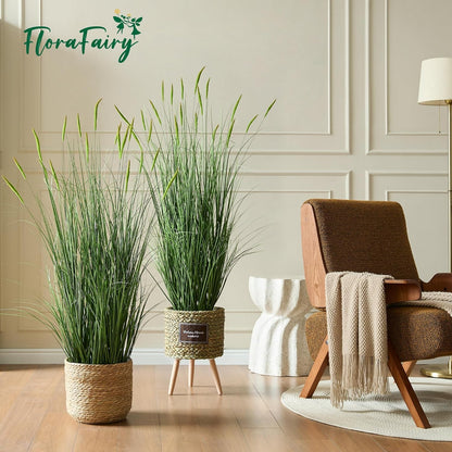 Faux 4ft Horsetail Reed Grass with Pink Spikes 2-Pack, Fake Grass in Pot