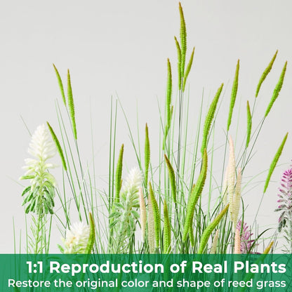 Faux 4ft Horsetail Reed Grass with Pink Spikes 2-Pack, Fake Grass in Pot