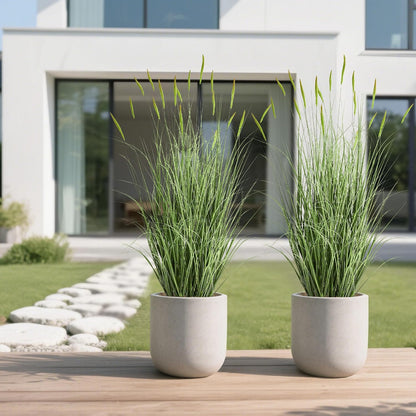 Faux 4ft Horsetail Reed Grass with Pink Spikes 2-Pack, Fake Grass in Pot