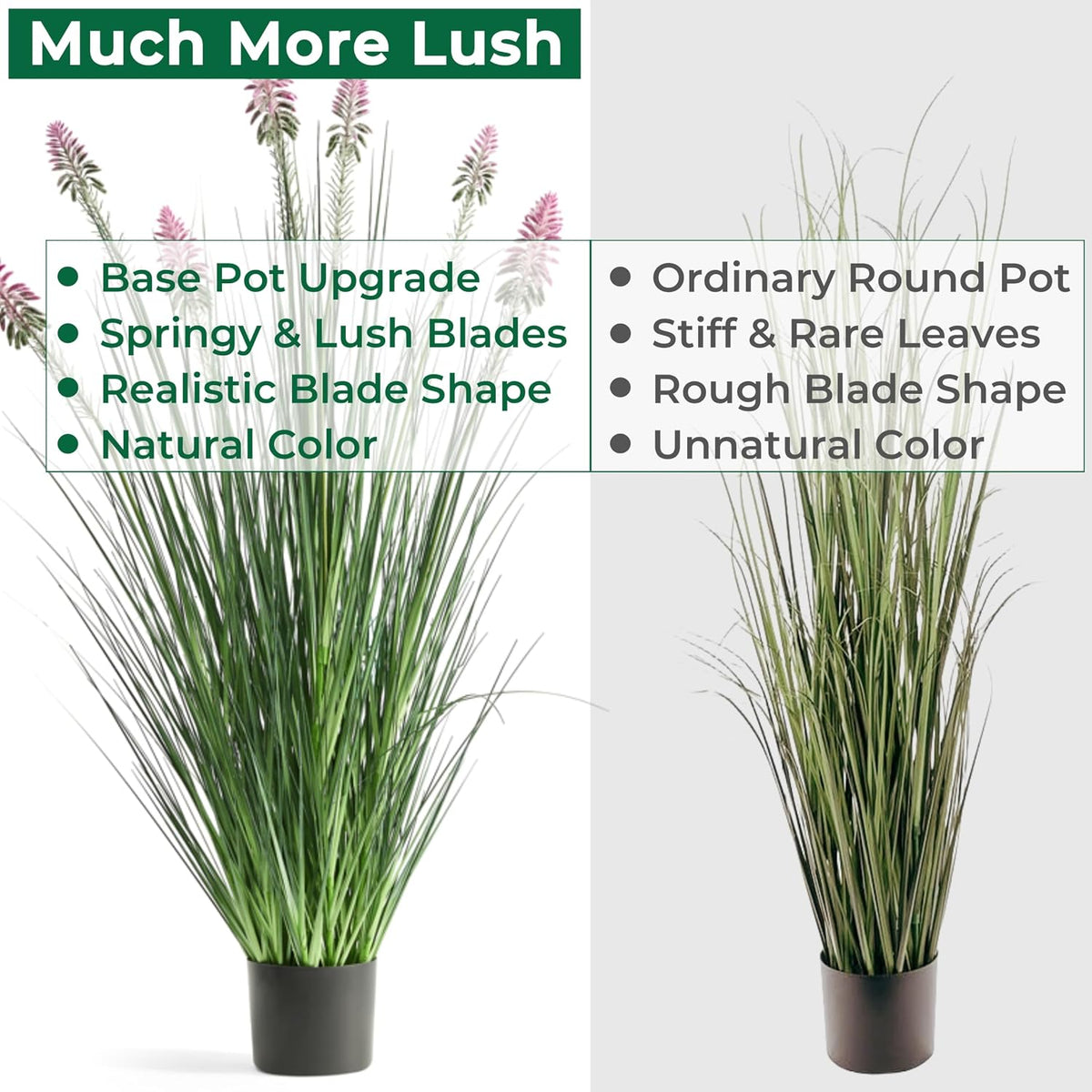 Faux 4ft Horsetail Reed Grass with Pink Spikes 2-Pack, Fake Grass in Pot