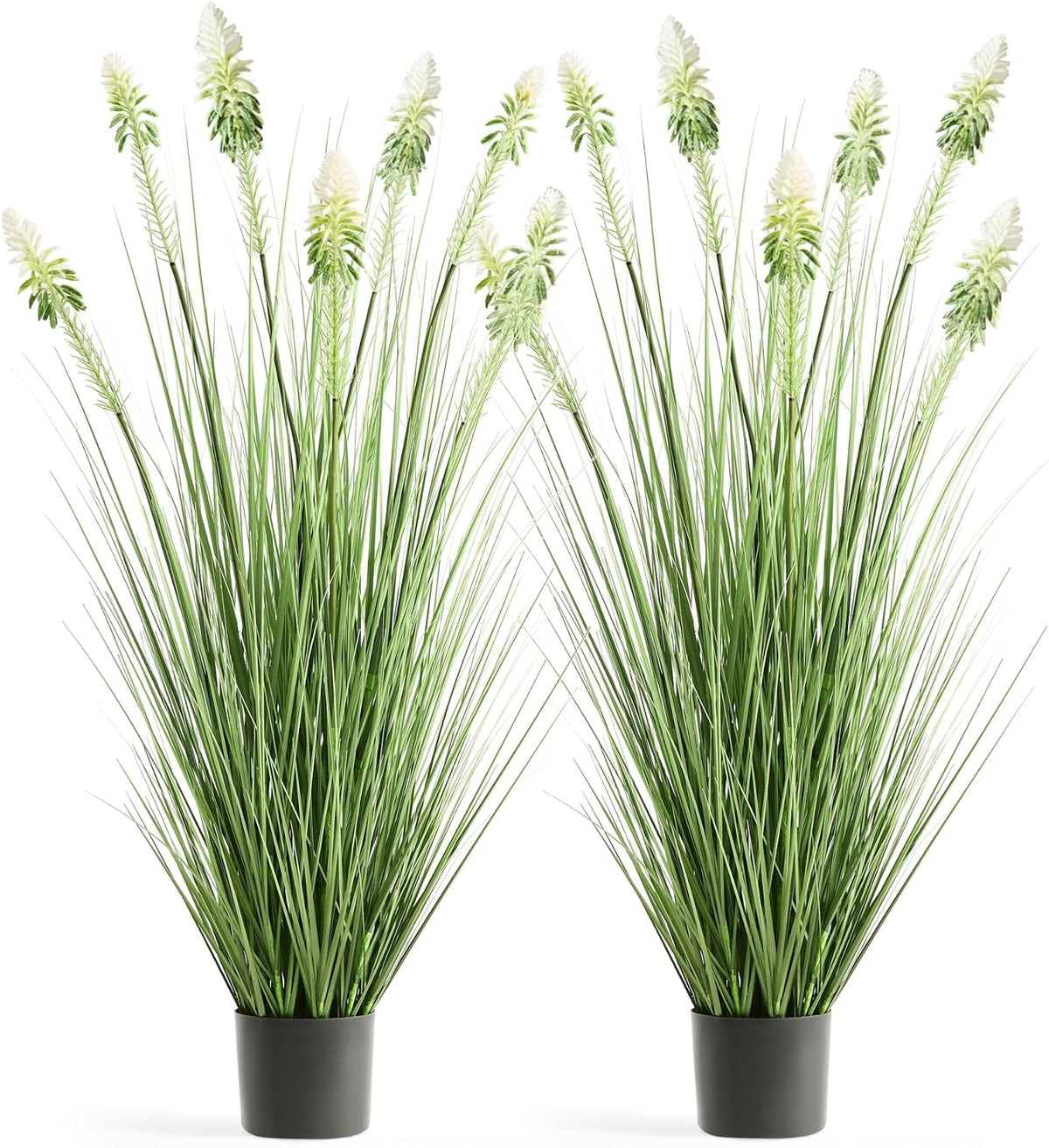Faux 4ft Horsetail Reed Grass with Pink Spikes 2-Pack, Fake Grass in Pot