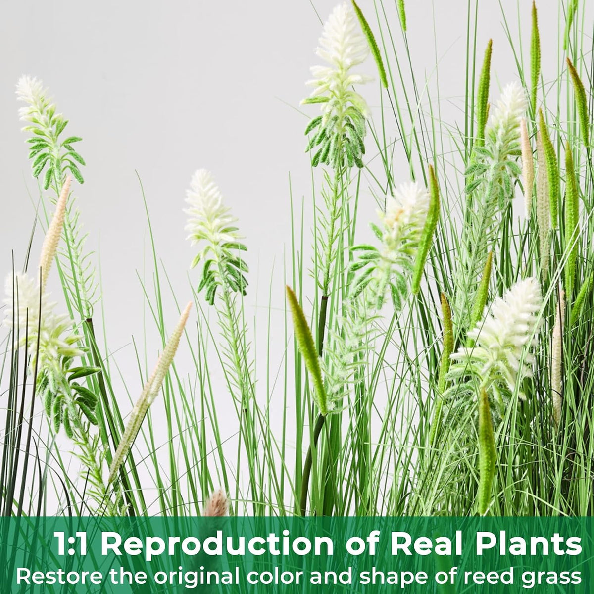 Faux 4ft Horsetail Reed Grass with Pink Spikes 2-Pack, Fake Grass in Pot