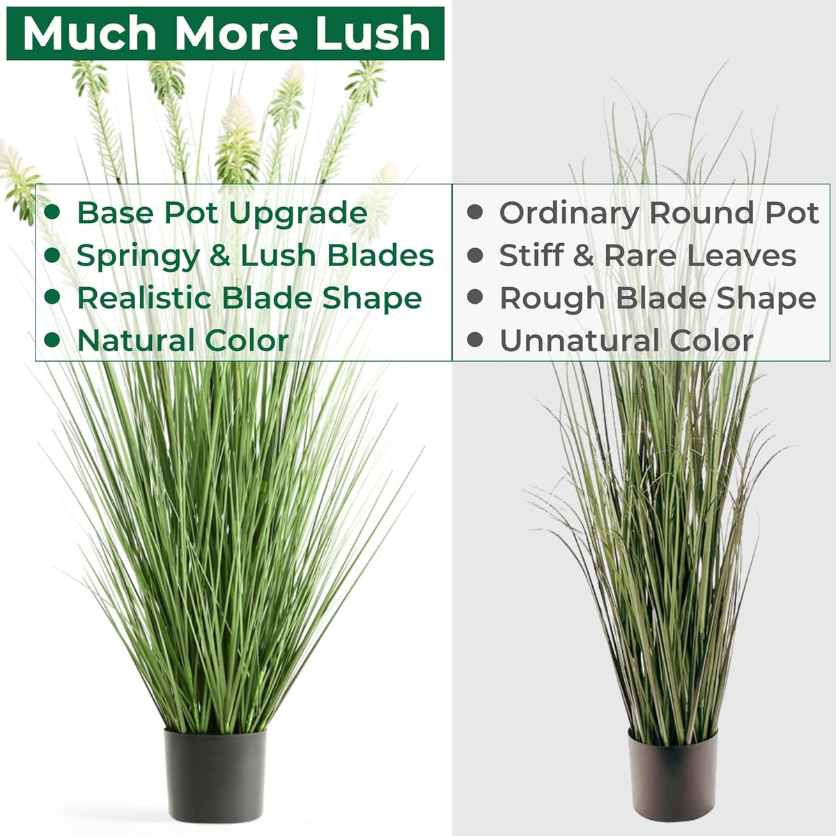 Faux 4ft Horsetail Reed Grass with Pink Spikes 2-Pack, Fake Grass in Pot