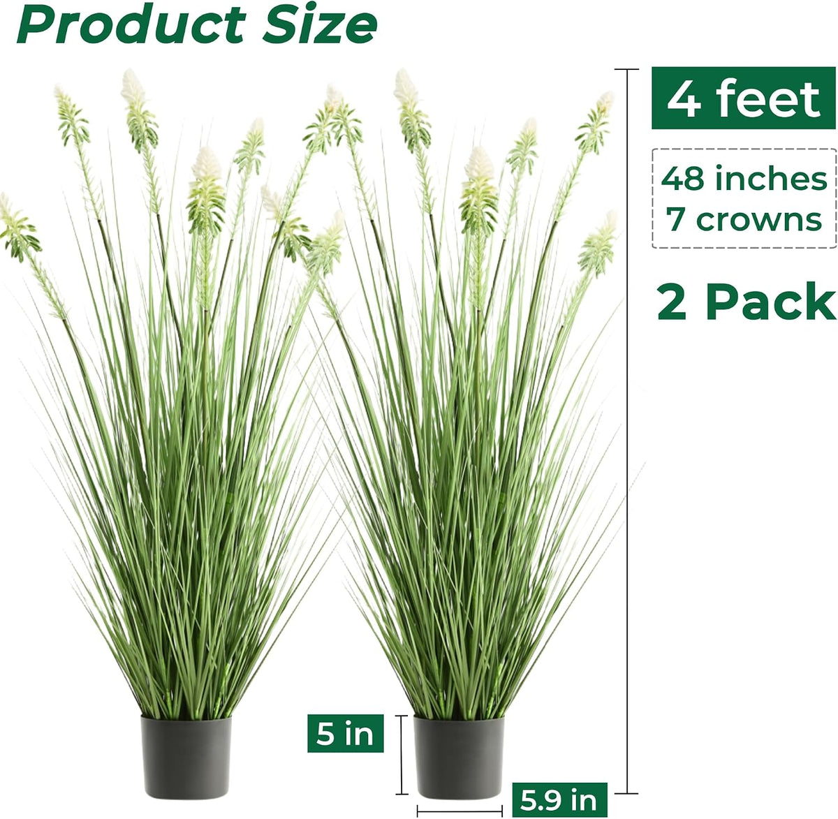 Faux 4ft Horsetail Reed Grass with Pink Spikes 2-Pack, Fake Grass in Pot