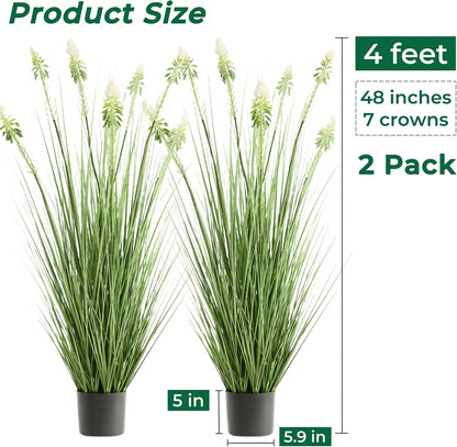 Faux 4ft Horsetail Reed Grass with Pink Spikes 2-Pack, Fake Grass in Pot