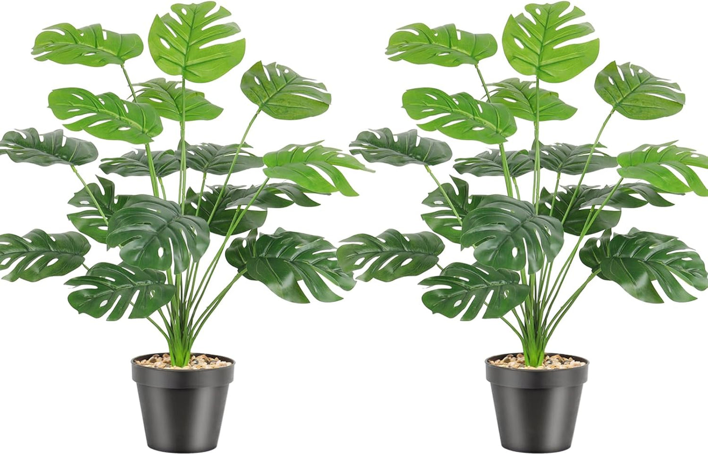 Set of 2 Artificial Areca Palm Plants in Pots, Fake Plants Artificial Floor Plants Fake Tropical Palm Tree Faux Greenry Plants for Indoor Outdoor Home Office Room Decor