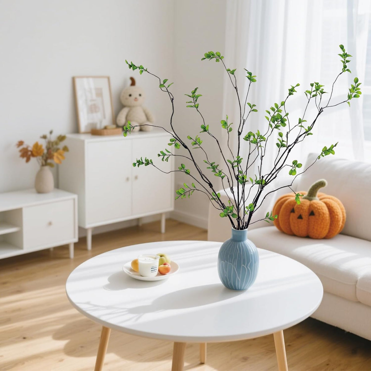 4 Pcs Artificial Ficus Branches Faux Eucalyptus Stems, 47.2 Inch Fake Greenery Stems Artificial Plants for Vase Filler Decoration, Fake Leaves Branches Centerpieces Decor