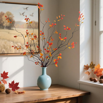 4 Pcs Artificial Ficus Branches Faux Eucalyptus Stems, 47.2 Inch Fake Greenery Stems Artificial Plants for Vase Filler Decoration, Fake Leaves Branches Centerpieces Decor