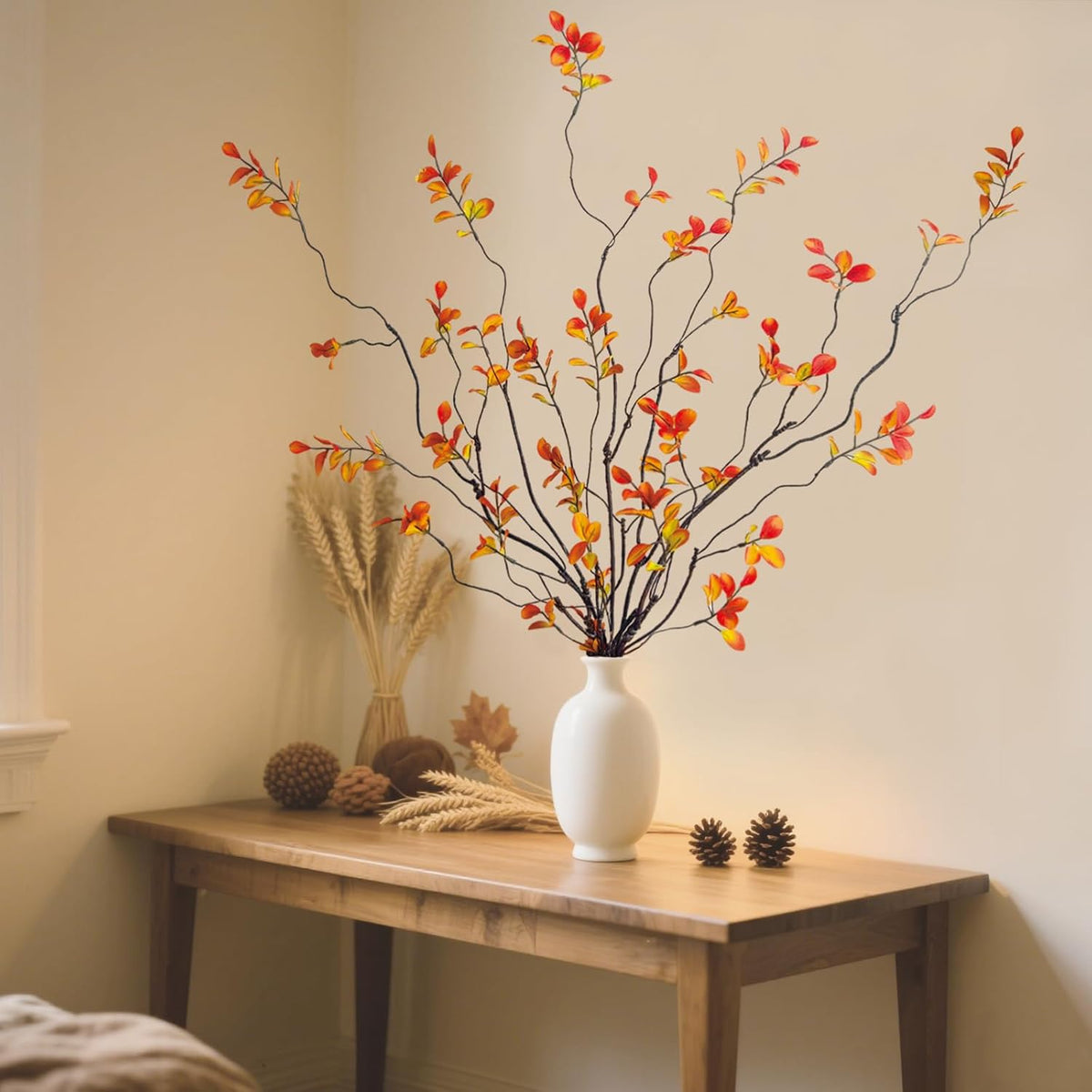 4 Pcs Artificial Ficus Branches Faux Eucalyptus Stems, 47.2 Inch Fake Greenery Stems Artificial Plants for Vase Filler Decoration, Fake Leaves Branches Centerpieces Decor