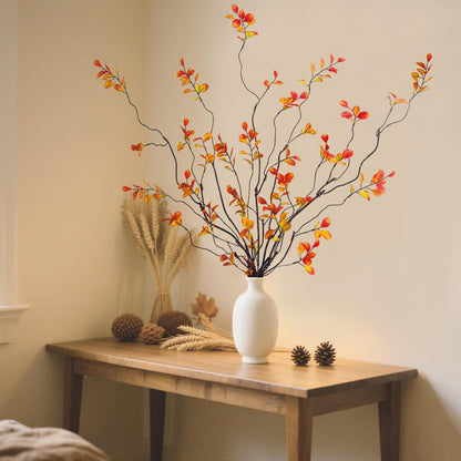 4 Pcs Artificial Ficus Branches Faux Eucalyptus Stems, 47.2 Inch Fake Greenery Stems Artificial Plants for Vase Filler Decoration, Fake Leaves Branches Centerpieces Decor