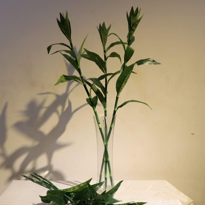 35 Inch Artificial Plants 2 Stems Green Artificial Bamboo for Home Office Indoor Decor Office Living Room Decor