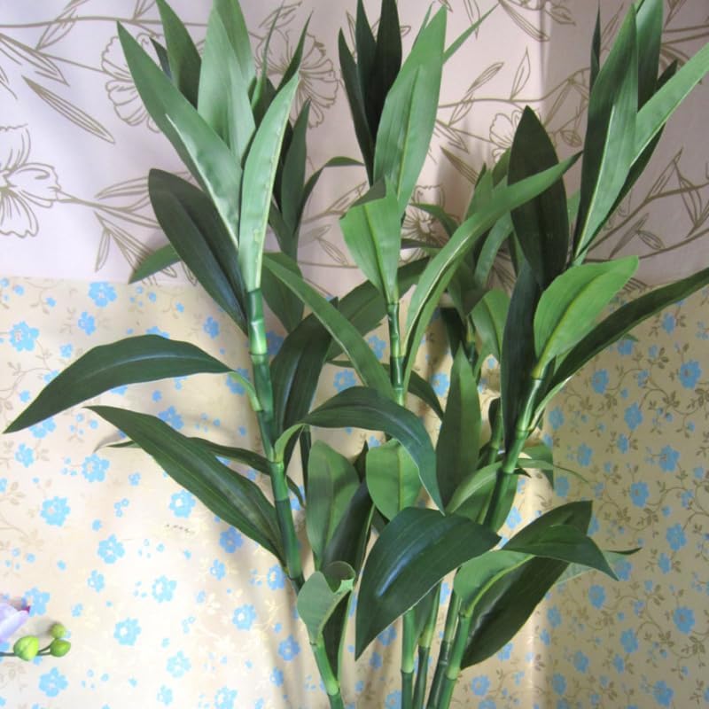 35 Inch Artificial Plants 2 Stems Green Artificial Bamboo for Home Office Indoor Decor Office Living Room Decor