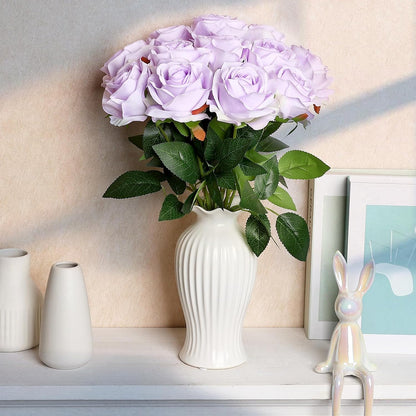 48 PCS Lilac Roses Artificial Flowers, Silk
