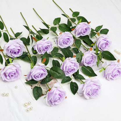 48 PCS Lilac Roses Artificial Flowers, Silk