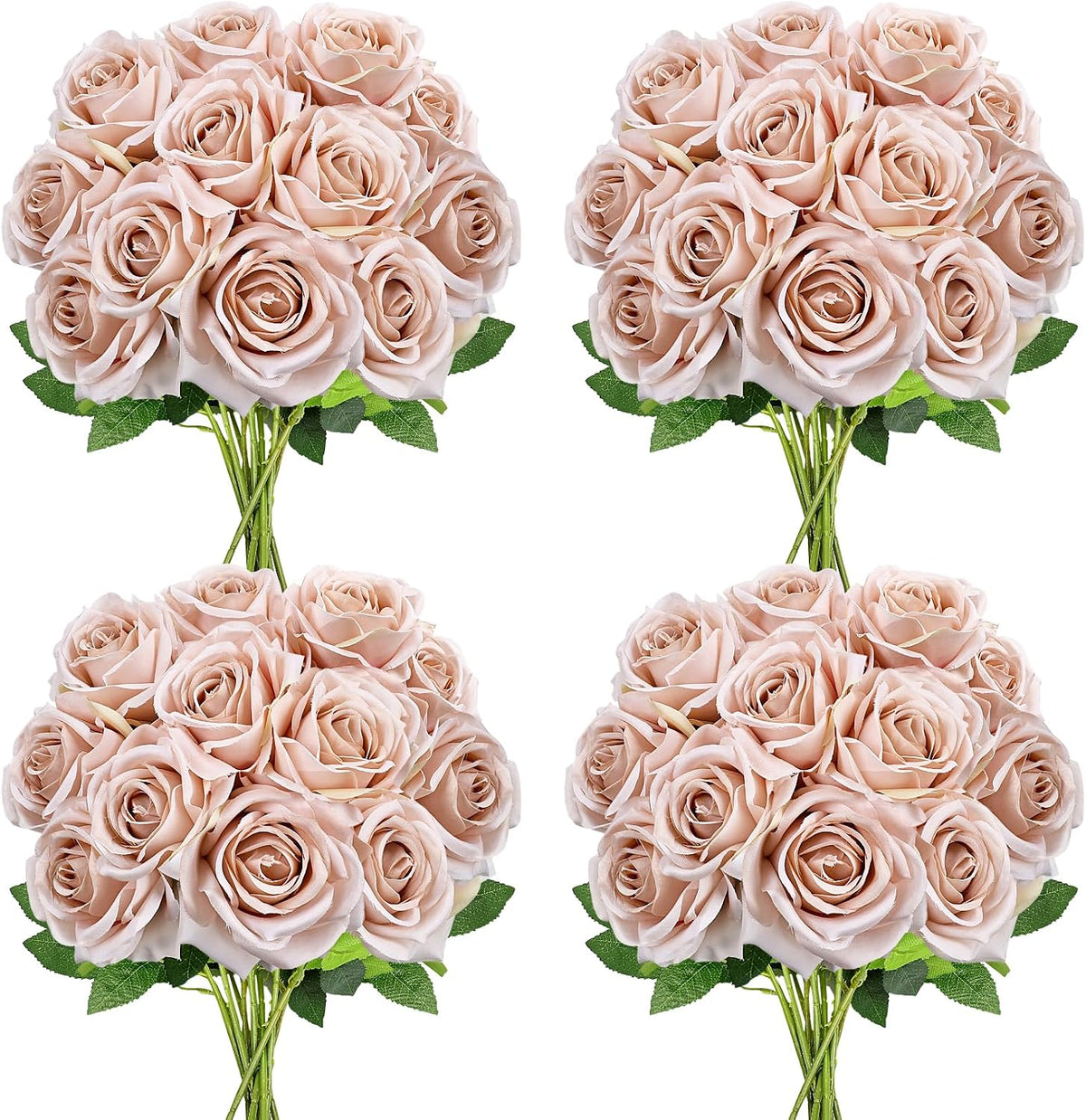 48 PCS Lilac Roses Artificial Flowers, Silk