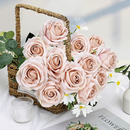 48 PCS Lilac Roses Artificial Flowers, Silk
