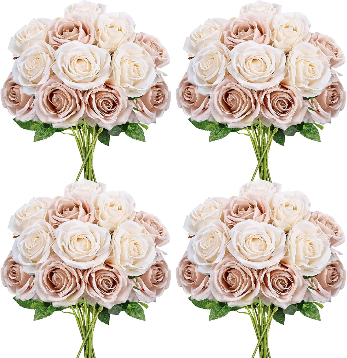 48 PCS Lilac Roses Artificial Flowers, Silk