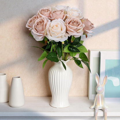 48 PCS Lilac Roses Artificial Flowers, Silk