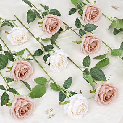 48 PCS Lilac Roses Artificial Flowers, Silk