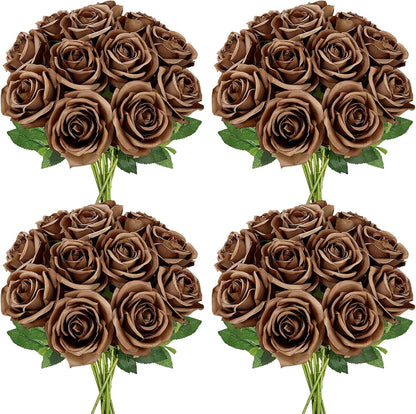 48 PCS Lilac Roses Artificial Flowers, Silk