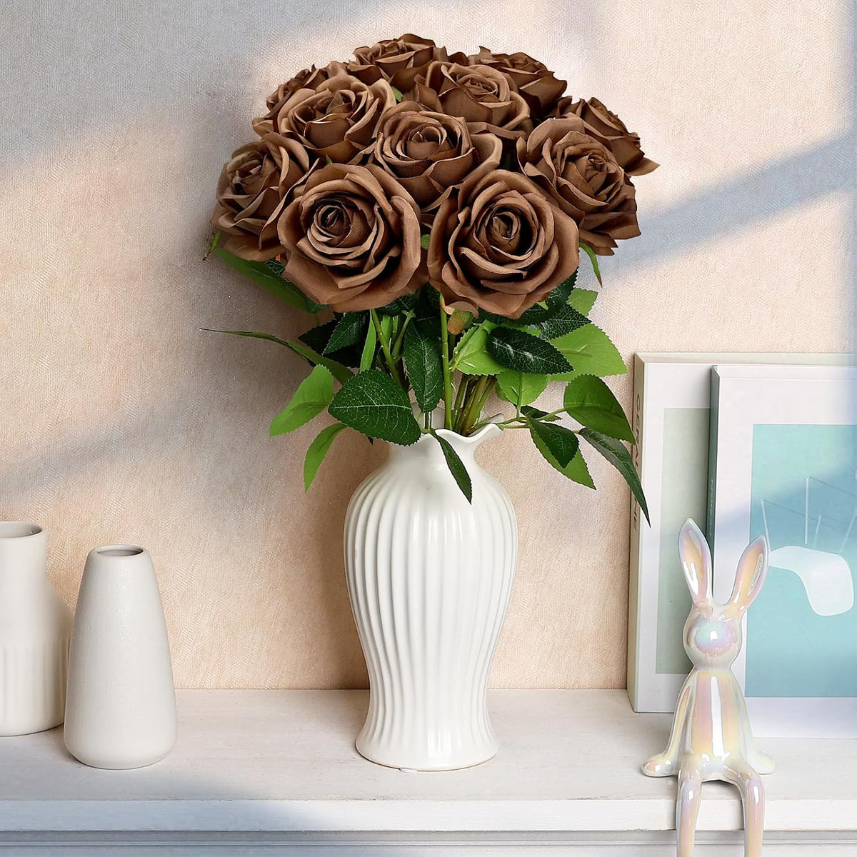48 PCS Lilac Roses Artificial Flowers, Silk