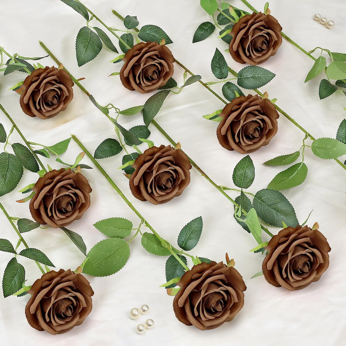 48 PCS Lilac Roses Artificial Flowers, Silk