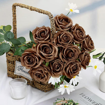 48 PCS Lilac Roses Artificial Flowers, Silk