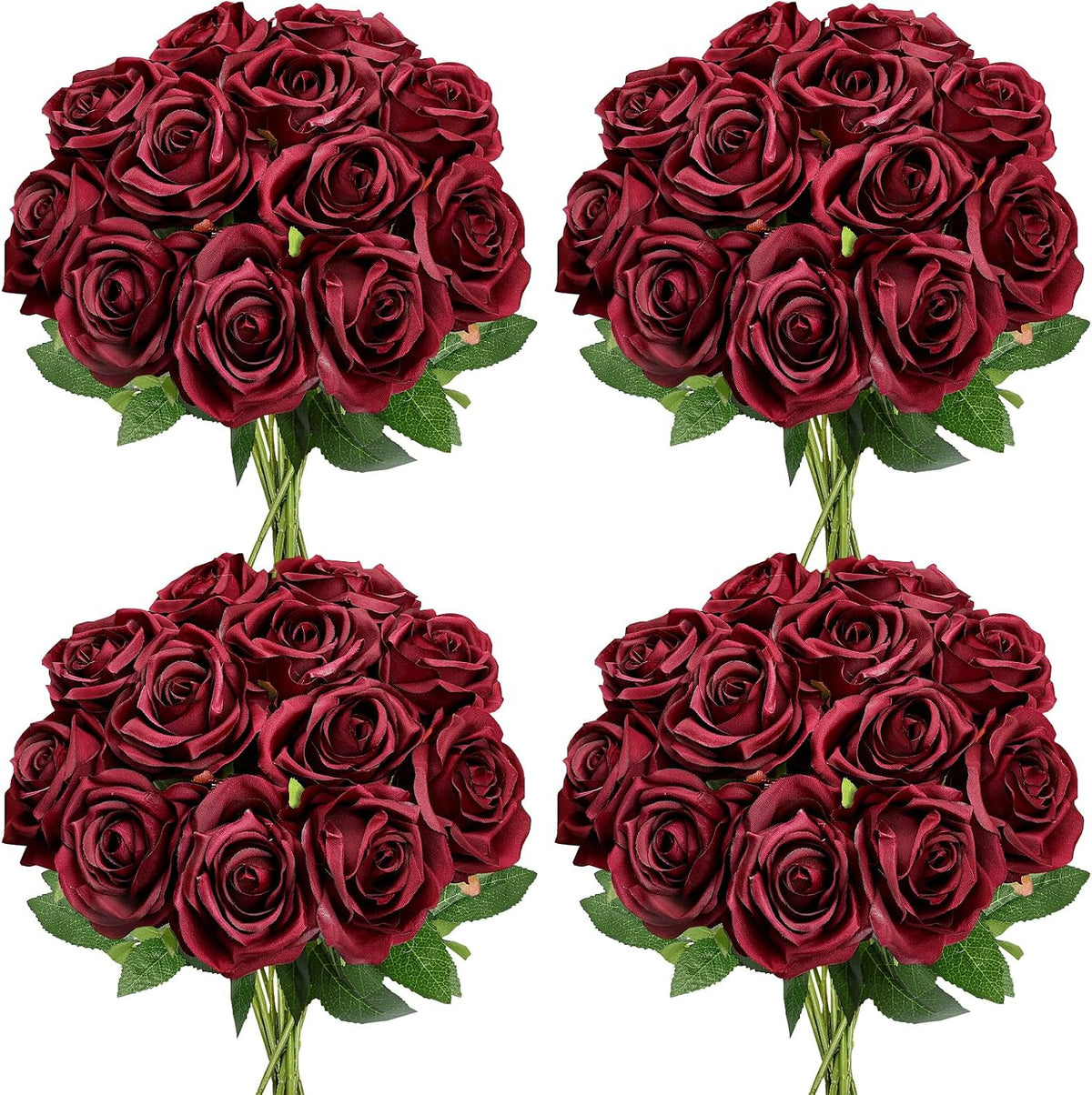 48 PCS Lilac Roses Artificial Flowers, Silk