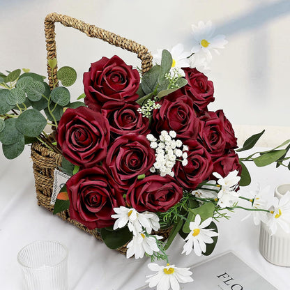 48 PCS Lilac Roses Artificial Flowers, Silk
