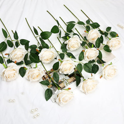 48 PCS Lilac Roses Artificial Flowers, Silk