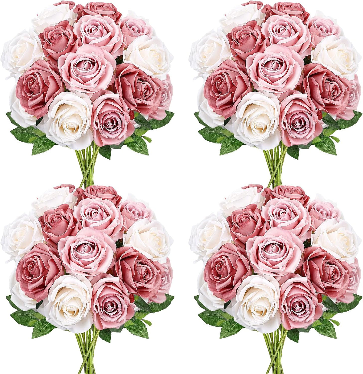 48 PCS Lilac Roses Artificial Flowers, Silk