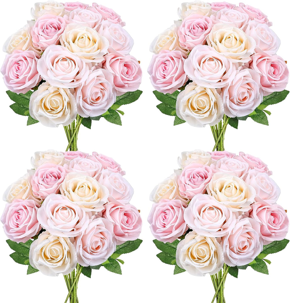 48 PCS Lilac Roses Artificial Flowers, Silk