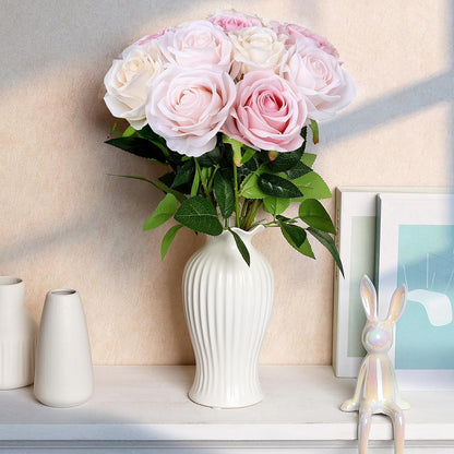 48 PCS Lilac Roses Artificial Flowers, Silk