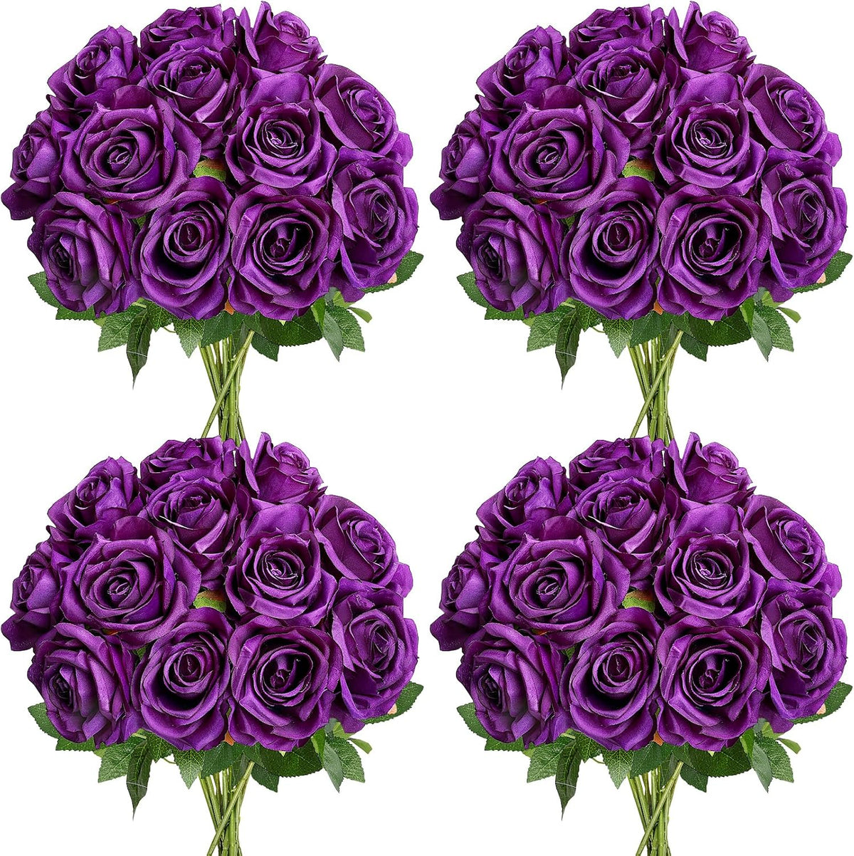 48 PCS Lilac Roses Artificial Flowers, Silk