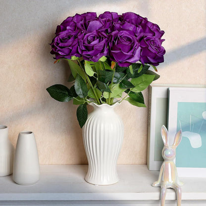 48 PCS Lilac Roses Artificial Flowers, Silk