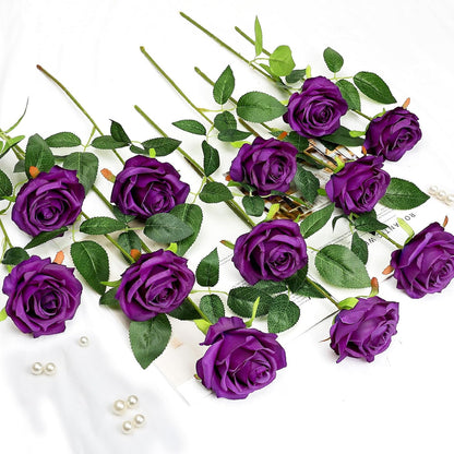 48 PCS Lilac Roses Artificial Flowers, Silk