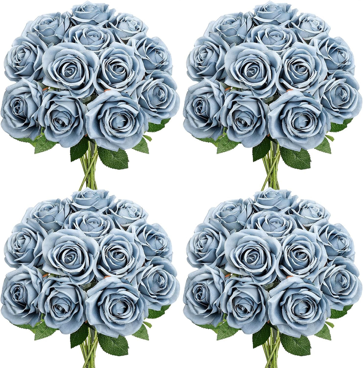 48 PCS Lilac Roses Artificial Flowers, Silk