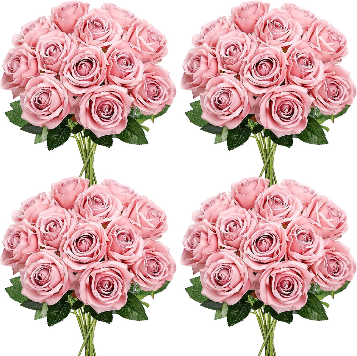 48 PCS Lilac Roses Artificial Flowers, Silk