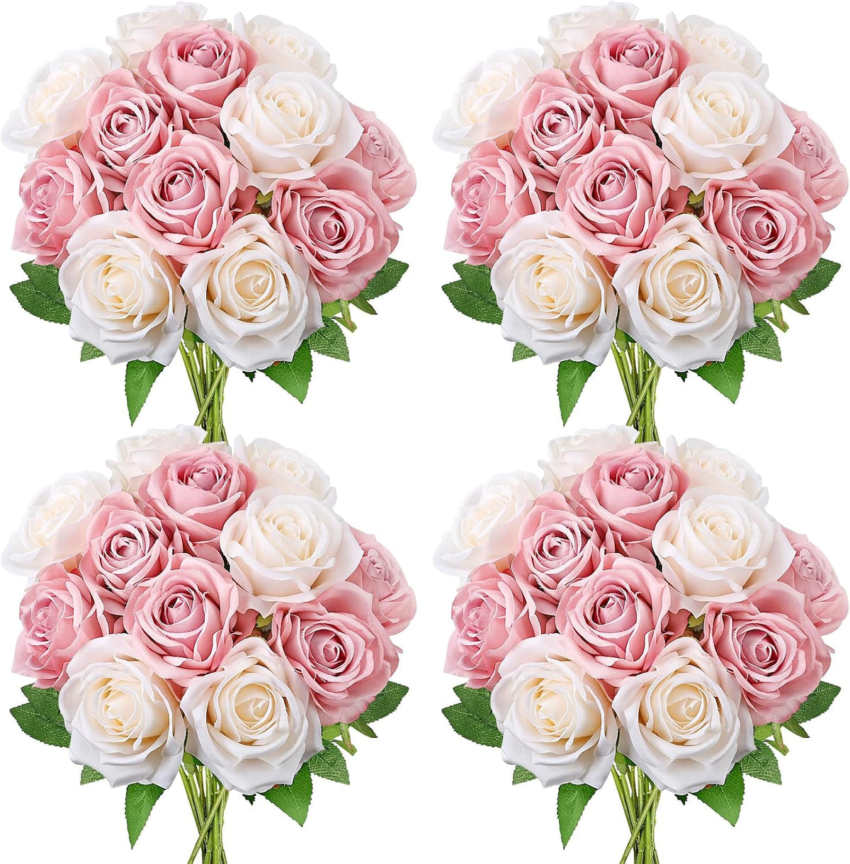 48 PCS Lilac Roses Artificial Flowers, Silk