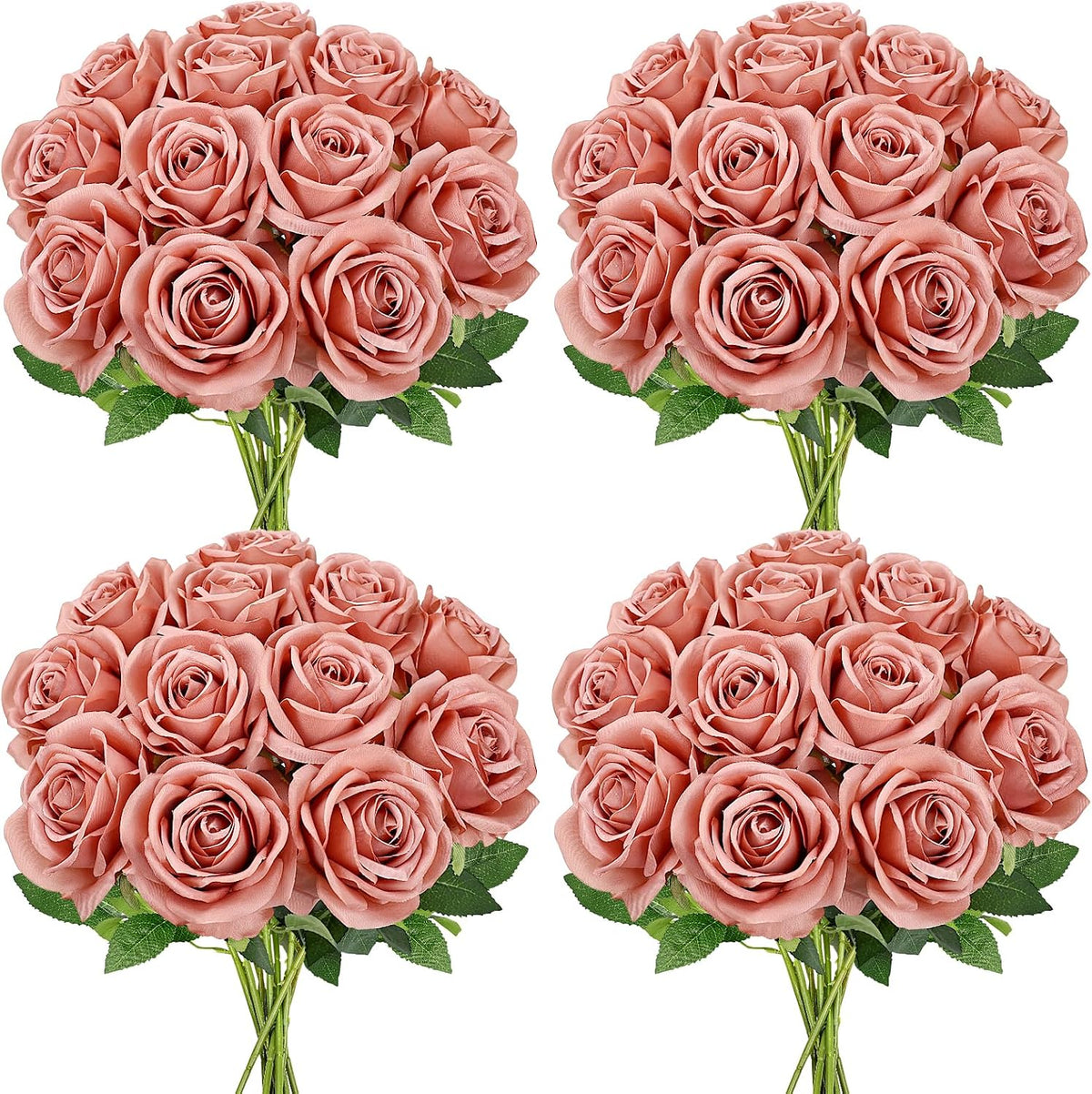 48 PCS Lilac Roses Artificial Flowers, Silk