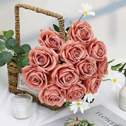 48 PCS Lilac Roses Artificial Flowers, Silk